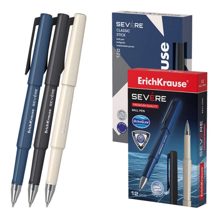 Ручка шариковая ErichKrause Severe Stick Classic 0.7, Super Glide Technology, цвет чернил синий (в к