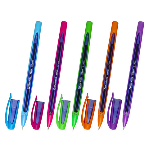 Ручка шариковая масляная BRAUBERG "BOMB GT Color", СИНЯЯ, прорезиненный корпус ассорти, узел 0,7 мм,
