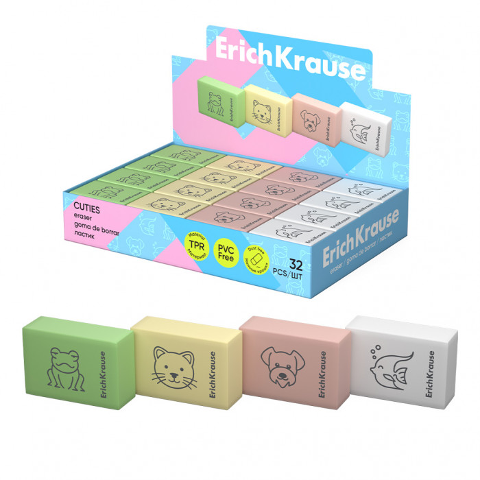 Ластик ErichKrause Cuties (в коробке по 32 шт.)