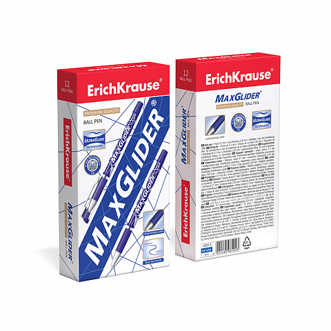 Ручка шариковая ErichKrause® MaxGlider®, Ultra Glide Technology, цвет  чернил синий (в коробке по 12