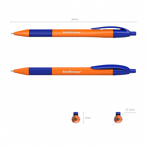 Ручка шариковая автоматическая ErichKrause® U-209 Orange Matic&Grip 1.0, Ultra Glide Technology, цве