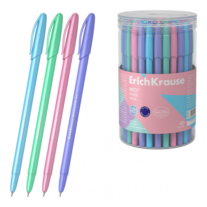 Ручка шариковая ErichKrause® Neo® Pastel pearl, цвет чернил синий (в тубусе по 60 шт.)
