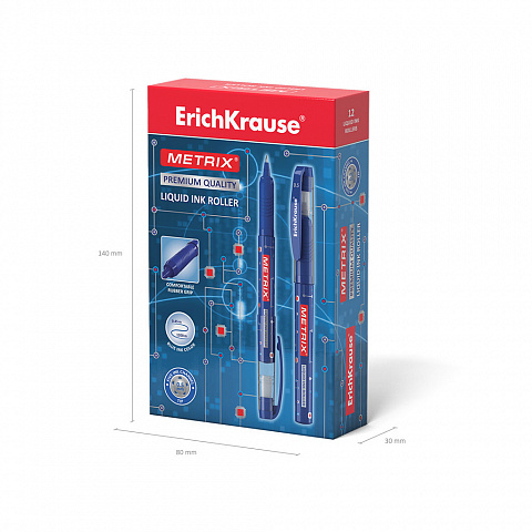Ручка-роллер ErichKrause Metrix® Stick&Grip Classic 0.5, цвет чернил черный (в коробке по 12 шт.)