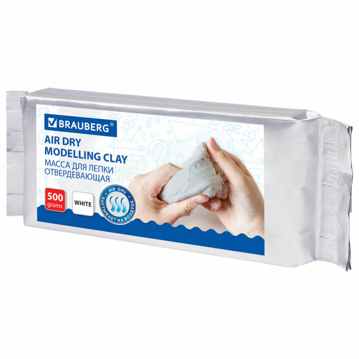 Пластичная масса для моделир. и лепки BRAUBERG отверд., 500г, белая, ВЫСШЕЕ КАЧЕСТВО(Таиланд),224443