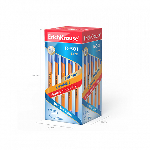 Ручка шариковая R-301 ORANGE 0.7 Stick (коробка 50 шт.)
