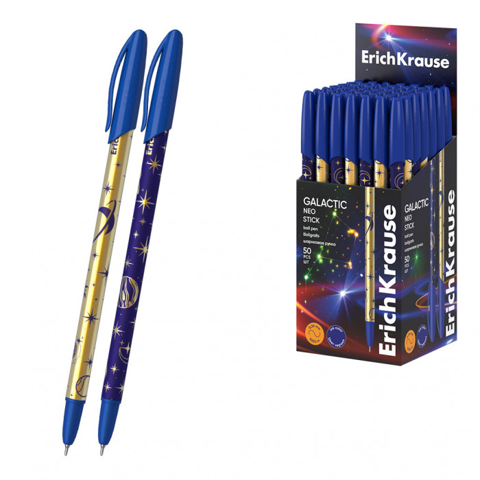 Ручка шариковая ErichKrause Neo® Stick Galactic 0.7, Super Glide Technology, цвет чернил синий (в ко