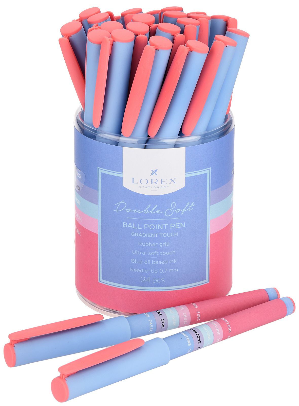Ручка маслян. LOREX GRADIENT TOUCH DOUBLE SOFT синий 0,7 мм ассорти кругл. корп. ultra-soft touch гр