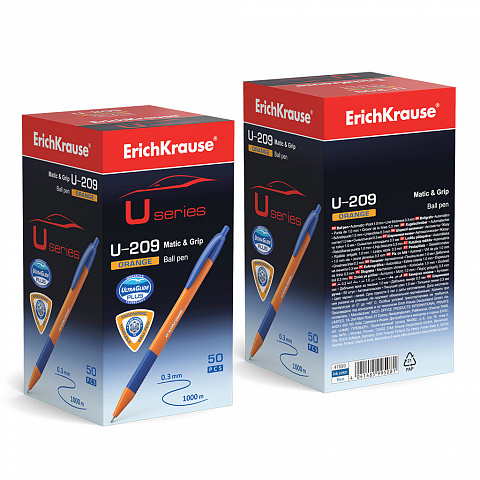 Ручка шариковая автоматическая ErichKrause® U-209 Orange Matic&Grip 1.0, Ultra Glide Technology, цве