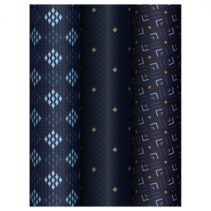 Упаковочная бумага глянц. 70*100см, MESHU "Strict pattern", 80 г/м2, ассорти, 3 дизайна MS_62825