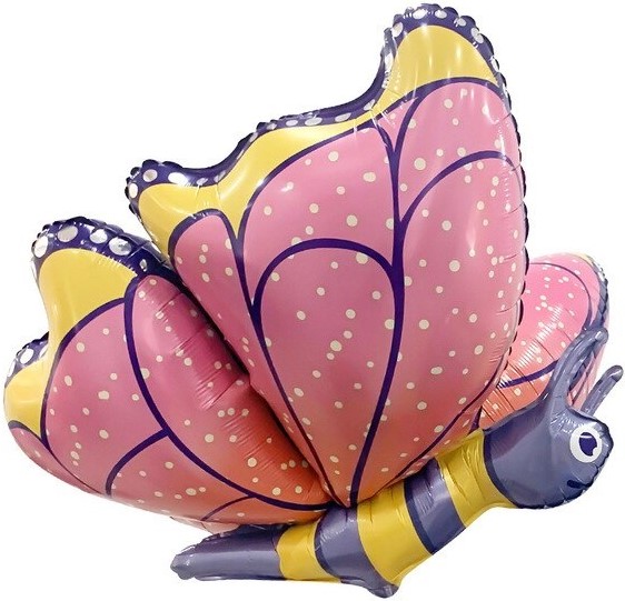 Шар (30''/76 см) Фигура, 3D Бабочка, Розовый, 1 шт.