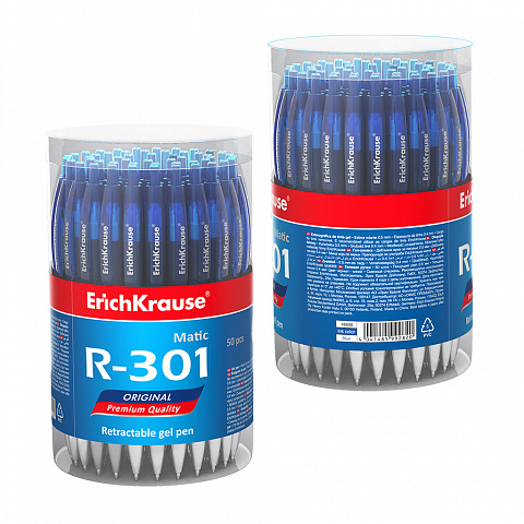Ручка гелевая автоматическая ErichKrause® R-301 Original Gel Matic, цвет чернил синий (в коробке по 