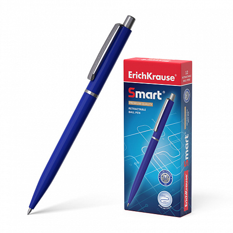 Ручка шариковая ErichKrause® Smart®, цвет чернил синий (в коробке по 12 шт.)