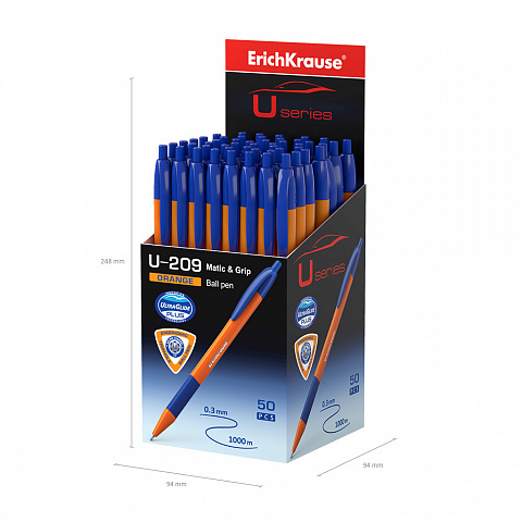 Ручка шариковая автоматическая ErichKrause® U-209 Orange Matic&Grip 1.0, Ultra Glide Technology, цве