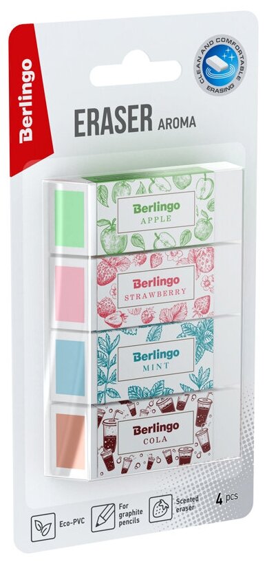 Ластик Berlingo "Aroma", прямоугольный, скошенный, 58*22*20мм BLc_00630