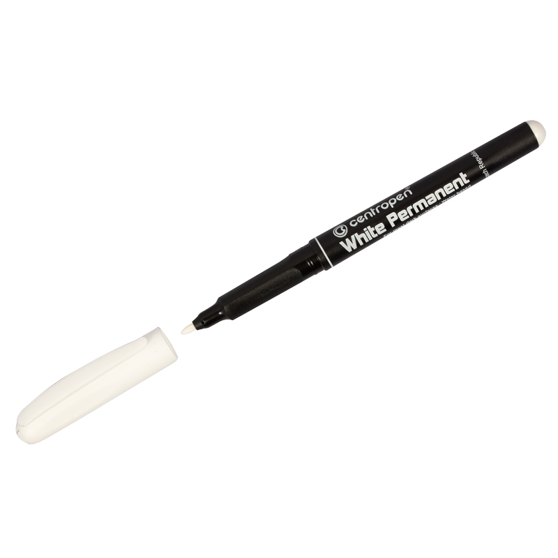 Маркер перманент. Centropen WHITE PERMANENT 1,2 мм белый пулевидный 1 шт
