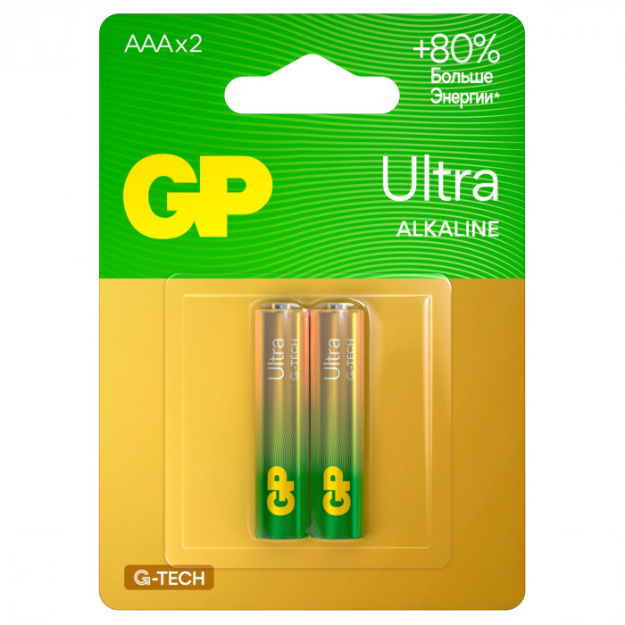 Батарейка GP Ultra G-Tech AAA (LR03) 24AU алкалиновая, BC2 GP 24AUA21-2CRSBC2