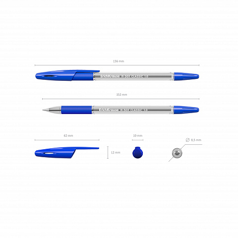 Ручка шариковая ErichKrause R-301 Stick&Grip Classic 1.0, цвет чернил синий (в коробке по 50 шт.)