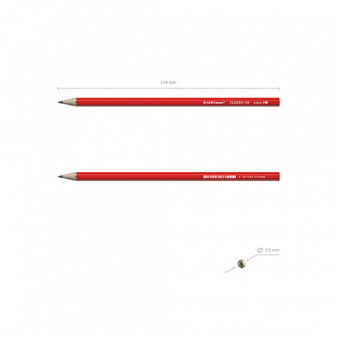 Пластиковый чернографитный трехгранный карандаш с ластиком ErichKrause® Classic triangle 101 HB (в к