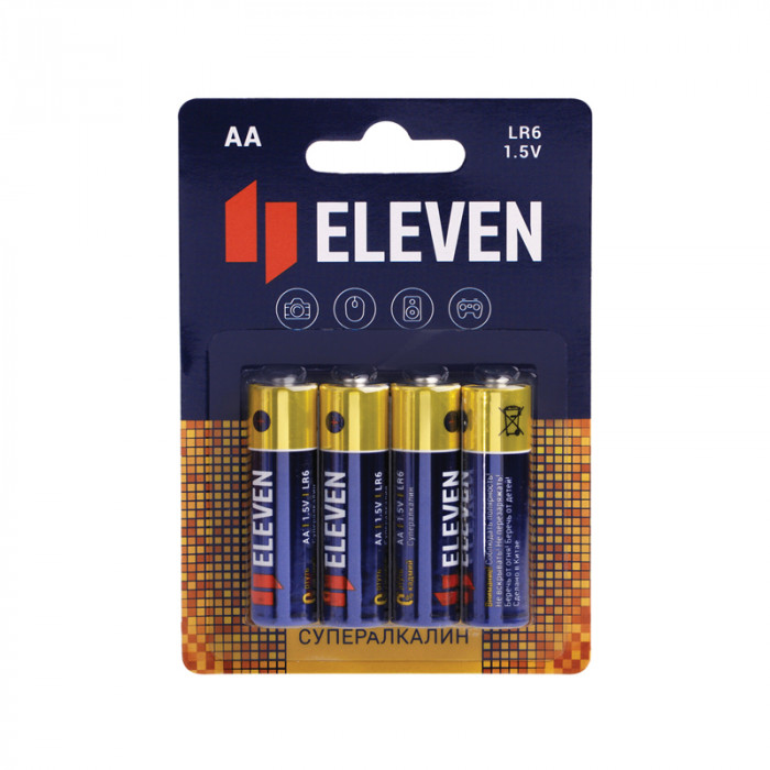 Батарейка Eleven SUPER AA (LR6) алкалиновая, BC4 301756