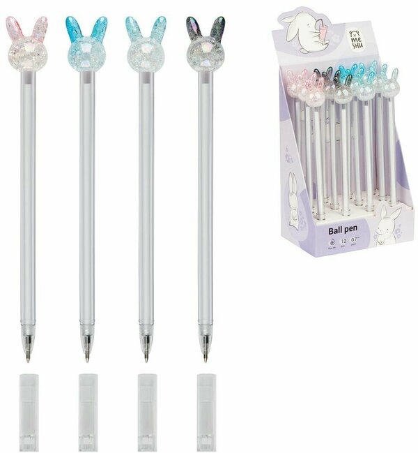Ручка шариковая MESHU "Crystal Rabbit", синяя, 0,7мм, корпус ассорти MS_02897