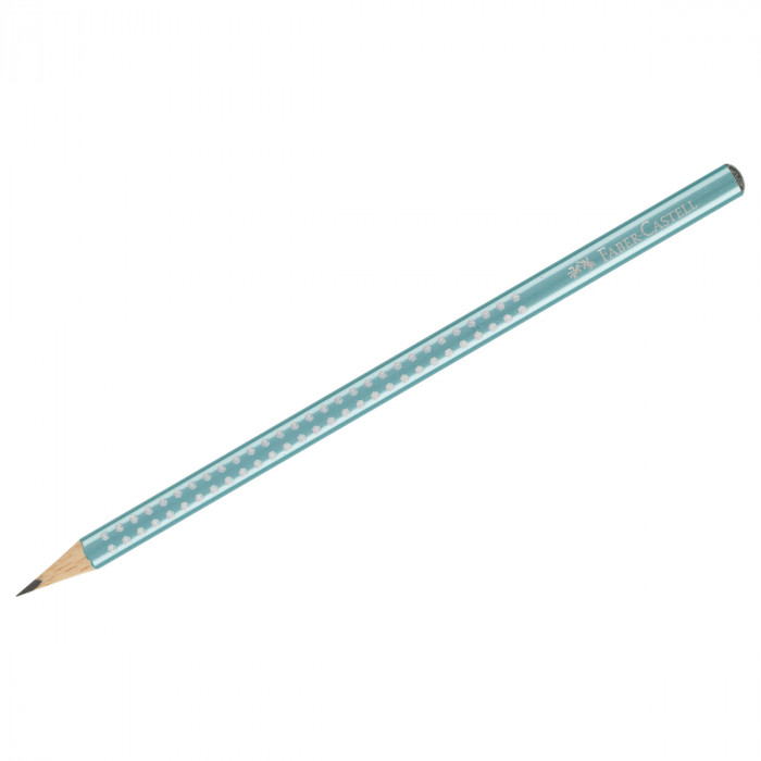 Карандаш ч/г Faber-Castell "Sparkle" В, трехгранный, заточен., голубой металлик 118262