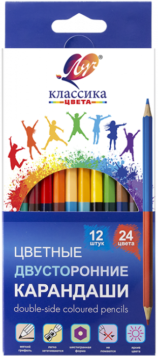 Карандаши 24цв/12шт Луч Классика шестигранные двусторонние