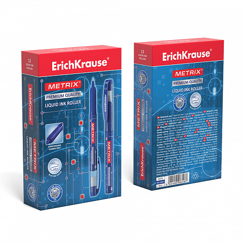 Ручка-роллер ErichKrause Metrix® Stick&Grip Classic 0.5, цвет чернил черный (в коробке по 12 шт.)