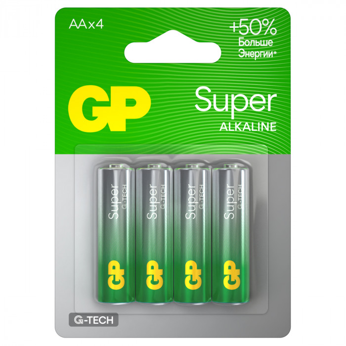 Батарейка GP Super G-Tech AA (LR6) 15A алкалиновая, BC4 GP 15AA21-2CRSBC4
