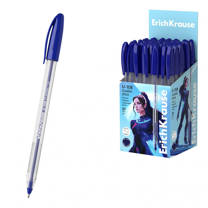 Ручка шариковая ErichKrause® U-108 Classic Stick 1.0, Ultra Glide Technology, цвет чернил синий (в к