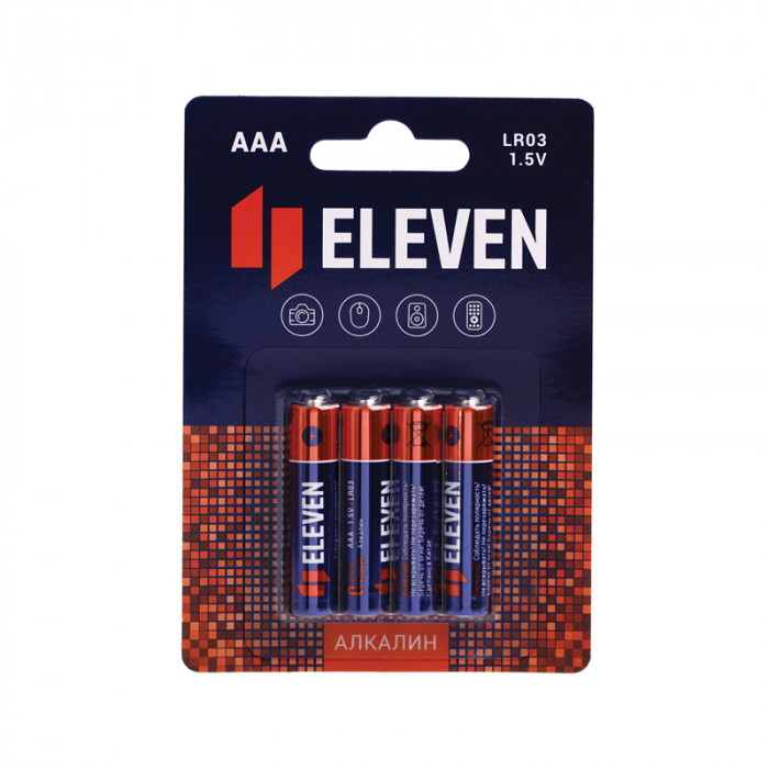 Батарейка Eleven AAA (LR03) алкалиновая, BC4 301745