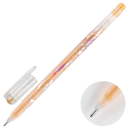 Ручка гелевая Crown "Glitter Metal Jell" золото с блестками, 1,0мм MTJ-500GLS(D)