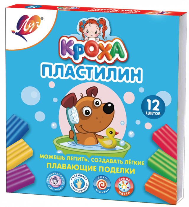 Пластилин Луч плавающий 12 цветов, 29С 1769-08