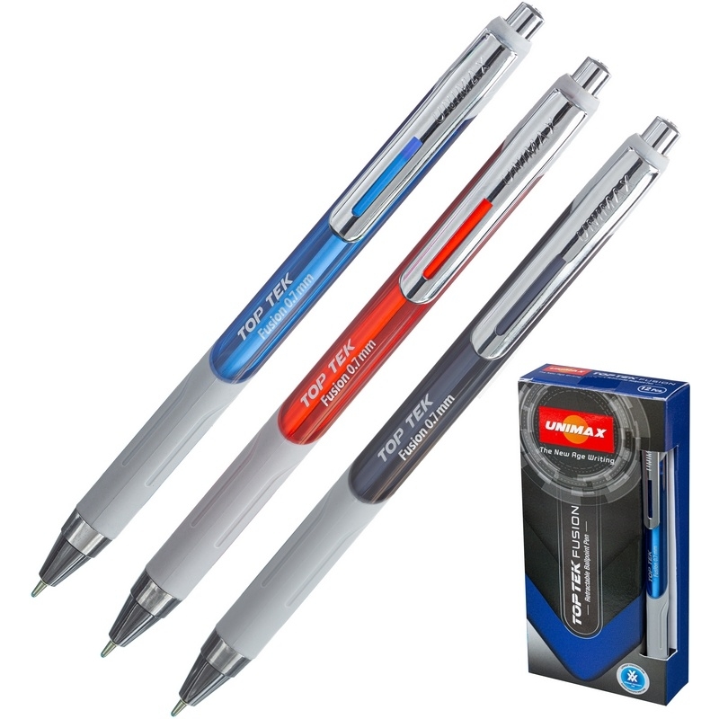 Ручка шариковая Unimax TOP TEK FUSION, синий ст., автом., ассорти корпус