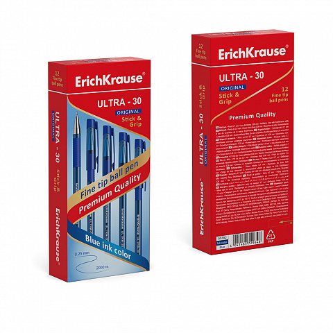 Ручка шариковая ErichKrause® ULTRA-30 Original, цвет чернил синий (в коробке по 12 шт.)