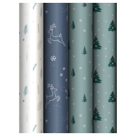 Упаковочная бумага глянц. 70*100см, MESHU "Christmas tree", 80г/м2, ассорти 4 дизайна MS_66817