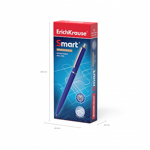 Ручка шариковая ErichKrause® Smart®, цвет чернил синий (в коробке по 12 шт.)