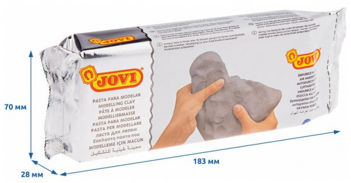 Паста для моделирования JOVI, отвердевающая, серый, 500г, вакуумный пакет 85G
