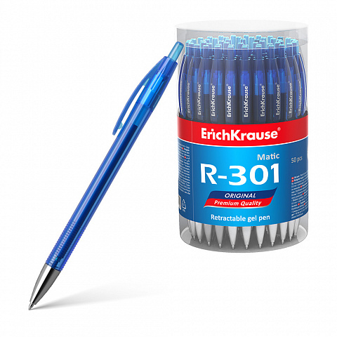 Ручка гелевая автоматическая ErichKrause® R-301 Original Gel Matic, цвет чернил синий (в коробке по 