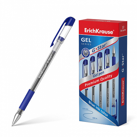 Ручка гелевая ErichKrause® G-Star® Classic, цвет чернил синий (в коробке по 12 шт.)