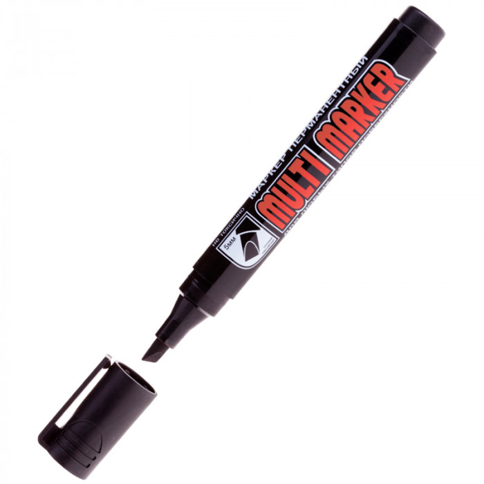 Маркер перманентный Crown "Multi Marker Chisel" черный, скошенный, 5мм CPM-800CH