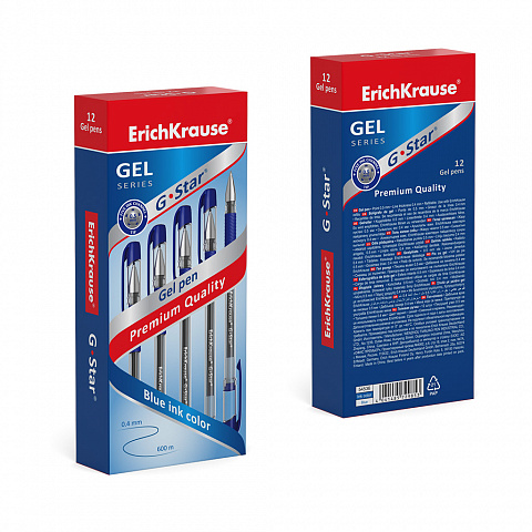 Ручка гелевая ErichKrause® G-Star® Classic, цвет чернил синий (в коробке по 12 шт.)