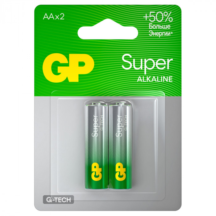 Батарейка GP Super G-Tech AA (LR6) 15A алкалиновая, BC2 GP 15AA21-2CRSBC2