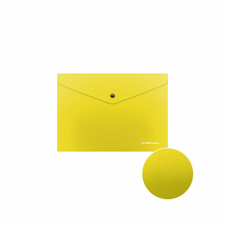 Папка-конверт на кнопке пластиковая  ErichKrause® Glossy Neon, полупрозрачная, Travel, ассорти (в па
