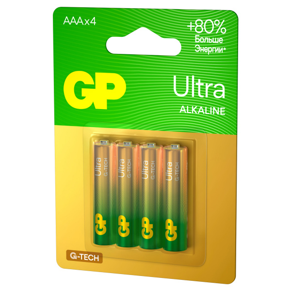 Батарейка GP Ultra G-Tech AAA (LR03) 24AU алкалиновая, BC4 GP 24AUA21-2CRSBC4