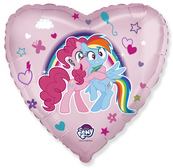 Шар (18''/46 см) Сердце, My Little Pony, Лошадки Пинки Пай и Радуга, Розовый, 1 шт. 201706