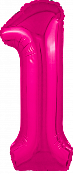 Шар (40''/102 см) Цифра, 1 Slim, Фуксия, 1 шт. в уп.