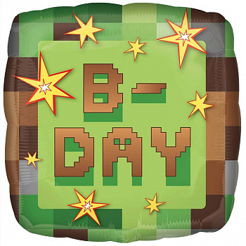 А 18" TNT Party B-DAY Пиксели квадратS40