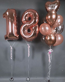 Сет и шаров на 18 лет в цвете розовое золото