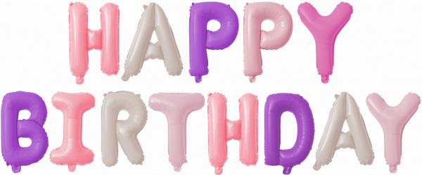 Набор шаров-букв (16''/41 см) Мини-Надпись "Happy Birthday" для девочки, 1 шт. в упак.