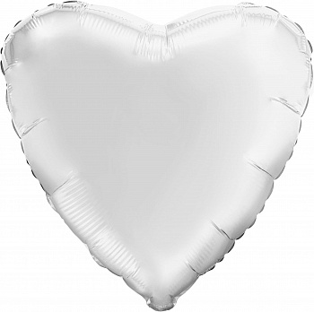 Шар (18''/46 см) Сердце, Белый, 1 шт.